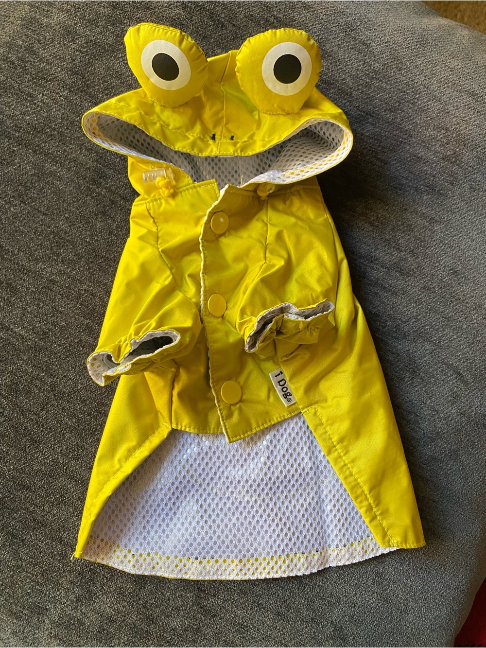Yellow Frog Hooded Dog Raincoat -